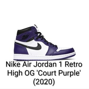 Nike Air Jordan 1 Retro High OG 'Court Purple' (2020) M9.5/W11 EUC W/OG BOX